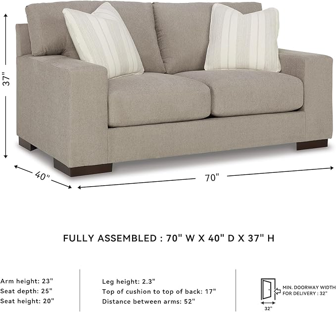 Signature Design by Ashley Maggie Contemporary Loveseat for Living Room Light Brown