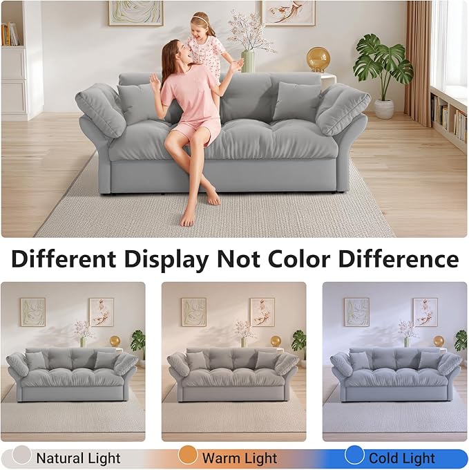 74.8 Queen Pull Out Sofa Bed 3-in-1 Convertible Sleeper Sofa Velvet Small Loveseat for Small Spaces Comfy Cloud Pullout Couches Multi-Functional Couches for Living Room Apartment and Office