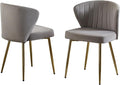 Velvet Vanity Chair Set of 2 Modern Makeup Chair with Back Golden Legs Small Cute Accent Chair for Vanity Living Room Bedroom Grey