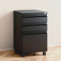 3 Drawer File Cabinet with LockRolling Mobile File Cabinet with Wheels for Home OfficeUnder Desk Metal Filing CabinetOffice Storage OrganizerFully AssembledBlack