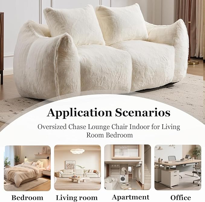 Alpen Loveseat Sofa 75 Comfortable Couch with Armrests 2 Seater Memory Foam Couches with Tufted Cushion &amp Backrest Compressed Sofas for Bedroom Living Room White