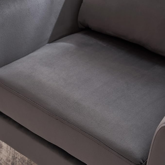 Accent Chair Dark Gray Chair with Ottoman Comfy ArmChair Footrest Set Comfortable Living Room Chairs Club Tub Sofa Chair for Reading Room Lazy Chair with Ottoman Accent Lounge Chair with Footstool
