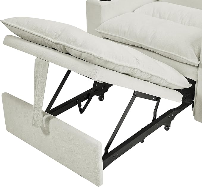 3-in-1 Convertible Sleeper Chair Bed Adjustable Pull-Out Sleeper Sofa Chair Modern Futon Sofa Bed Loveseat with Adjustable Backrest for Living Room Small Space (Beige 36 W)