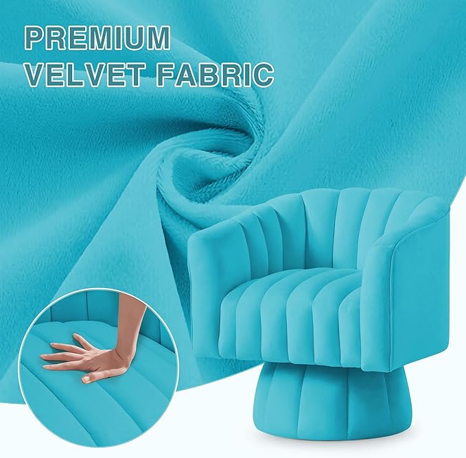 YSICK Swivel Accent Chair 360°Swivel Barrel Chair Modern Ottoman with Velvet Fabric Mid-Century Ottoman with Wide Upholstered Round Armchair for Living Room Lounge BedroomTeal