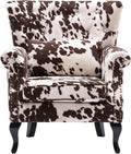 chairus Mid-Century Modern Accent Chair Comfy Tufted Single Sofa Chair Wingback Armchair with Pillow for Club Living Room Bedroom - Velvet Cow