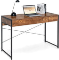 Tangkula Computer Desk with 2 Drawers 44 Study Writing Table w/Heavy-Duty Steel Frame &amp Reinforced Structure PC Desk with Storage for Home Office (Coffee)