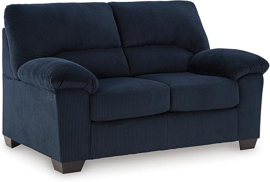 Signature Design by Ashley SimpleJoy Contemporary Loveseat for Living Room Blue