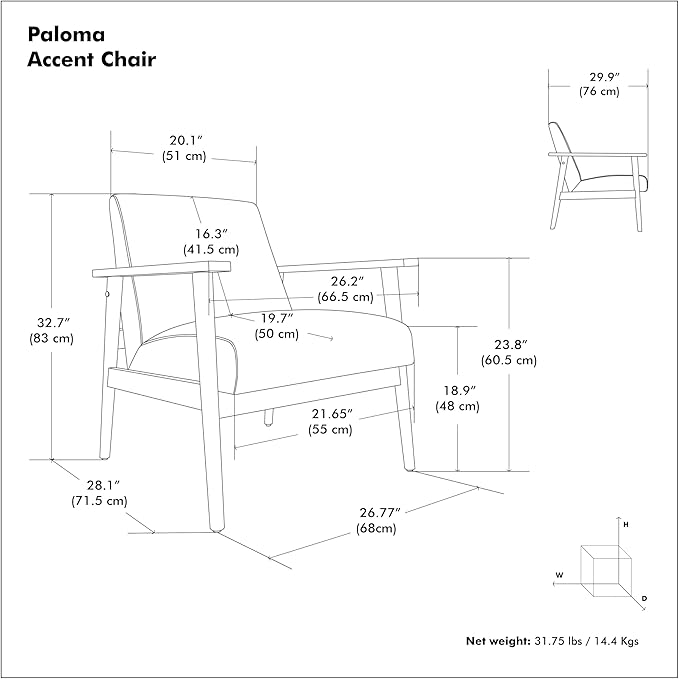 SIMPLIHOME Paloma Accent Chair - 22 inch Wide Upholstered Genuine Leather Contemporary Arm Chair with Solid Wood Frame in Caramel Brown for Living Room or Bedroom Seating Fully Assembled