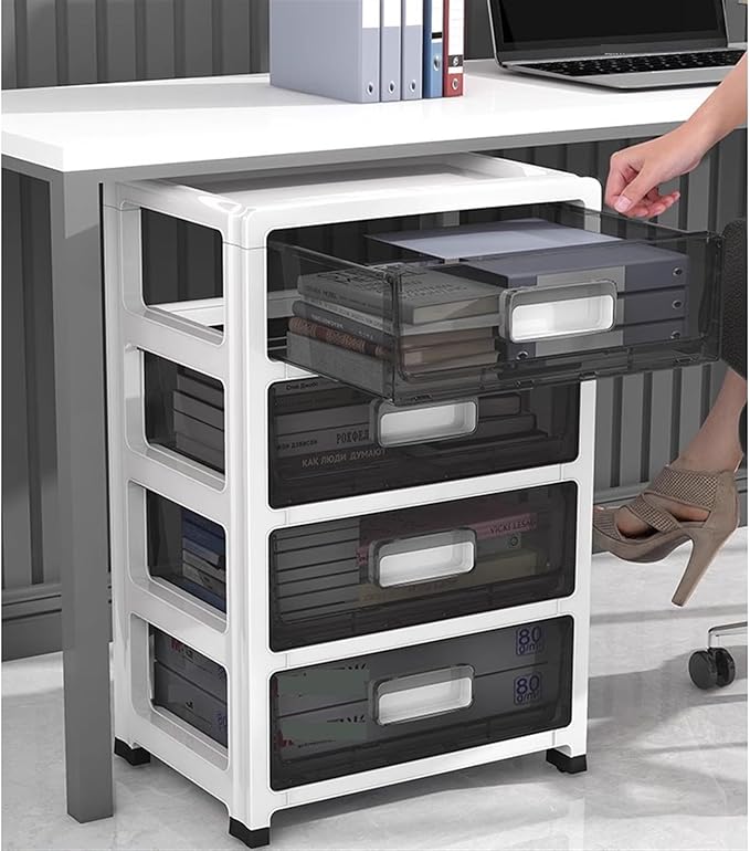 Rolling Filing Cabinet Desk Shelf Under Desk Storage Cabinet Movable Bookshelf Floor File Cart Snack Storage Box Mobile File Cabinets(57.5cm)