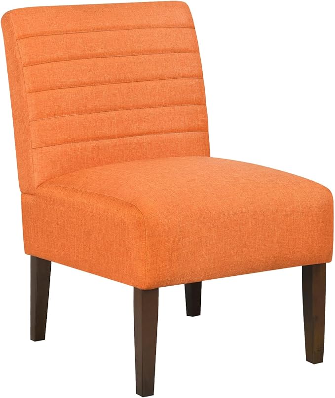 Armless Accent Chair Mid Century Modern Upholstered Living Room Chairs Accent Dining Chair Sofa with Solid Wood Legs Lounge Reading Chair for Bedroom Office (Orange)
