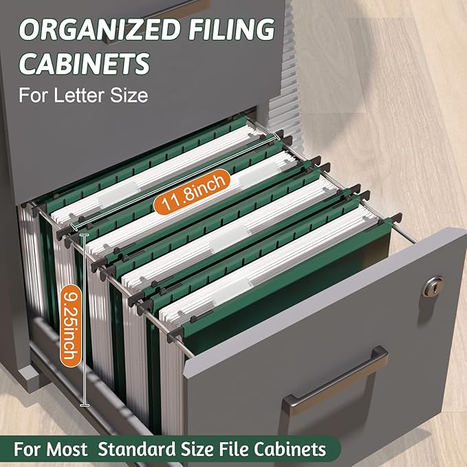 Plastic Hanging File Folder Extra Capacity12 Pack Reinforced Hang Folders with Heavy Duty 2 Inch ExpansionFiling Cabinet Folders Letter SizeHanging Organizer Designed for Bulky Files(Green)