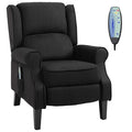 HOMCOM Vibration Massage Recliner Chair for Living Room with Heat Wingback Single Sofa Modern Suede Fabric Push Back Reclining Chair with Footrest Side Pocket Black