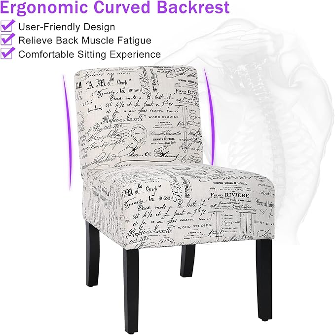Armless Fabric Accent Chairs for Living Room Chairs Modern Arm Chair with Thick Cushion &amp Solid Wood Legs Reading Chairs for Bedrooms Chair Mid Century Sofa Club Chair Side Chairs for Living Ro