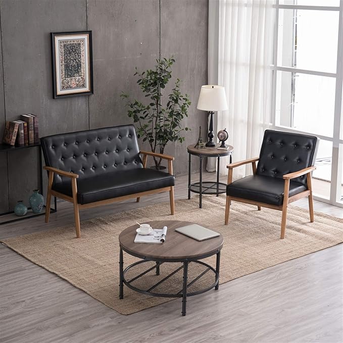 Black Office Chairs Sofa ChairComfy Club Chair Living Room ChairsWorkshop Chair Reading Chair for BedroomSide Chair for Living RoomBedroomOffice Modern Decorative Side Chair 75 x 69 x 84CM