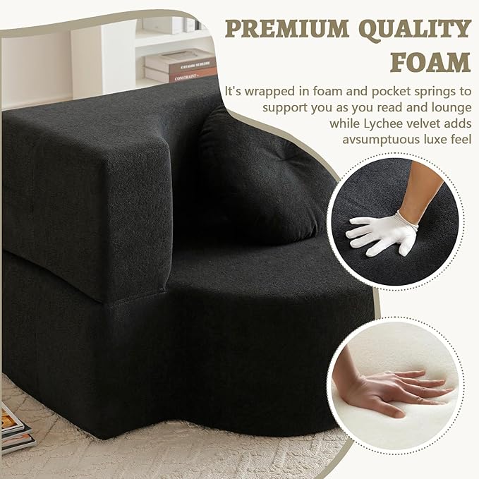 2-In-1 Futon Sofa Bed Foldable Couch with 2 Pillows Convertible Foldable Sofa Bed Folding Sofas Beds for Living Room Guest Room Apartment Office Lazy Sleeper Comfy No Assembly (Black)