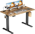 Sweetcrispy Electric Standing Desk Adjustable Height 48x24 Inch Sit Stand Up Home Office Desks Computer Workstation PC Work Table with 3 Memory Preset Splice Wood Board Metal Frame Rustic