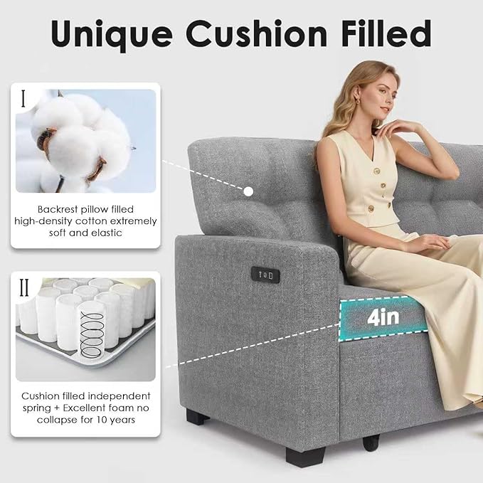 Reversible Sectional Sofa Couch Sleeper Sofa Bed with Storage Chaise Pull Out Couch for Living Room | Hidden Stroge | Pull Out Bed | Removable Backrest | Linen Fabric DeepGrey (LightGrey)