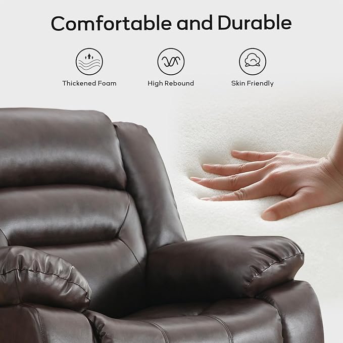 EBELLO Faux Leather Power Loveseat Recliner Electric Reclining Sofa Chair Overstuffed Comfortable Armrest Couch Set for Living Room Bedroom Furniture Meeting Room Brown(Loveseat)
