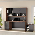 Computer Desk with Hutch and File Cabinet 72.8 Home Office Desk Set Under Desk Storage Cabinet All-in-One Study Writing Desk with Power Outlet 1.18 Desktop Privacy Panel Black Walnut