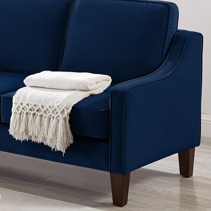 JOSHEN 52 Premium Velvet Multi-Functional Loveseat Oversized Loveseat Sleeper with Sturdy Solid Wooden Frame Comfy Fabric Deep Seat Couch with Elegant Armrest Design for Living Spaces Navy