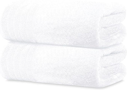 Tens Towels Pack of 2 Extra Large Bath Sheets 35 x 70 Inches 100% Cotton Larger &amp Lighter Weight Quicker to Dry Super Soft &amp Absorbent Oversized Bath Towels White