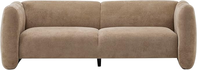 Christopher Knight Home Ahri 83'' Wood Frame Lounge Sofa Couch with Wave Design Soft Seating 3-Seater Sofa with Armrests Comfy Velvet Upholstered Home Sofa for Living Room and Office Camel