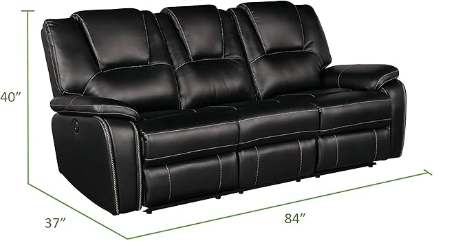 3 PC Recliner Sofa Sets Bonded Leather Lounge Chair Loveseat Reclining Couch for Living RoomBlack