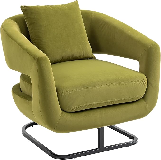 House Hold Upholstered Tufted Living Room Chair Textured Velvet Fabric Accent Chair with Metal Stand
