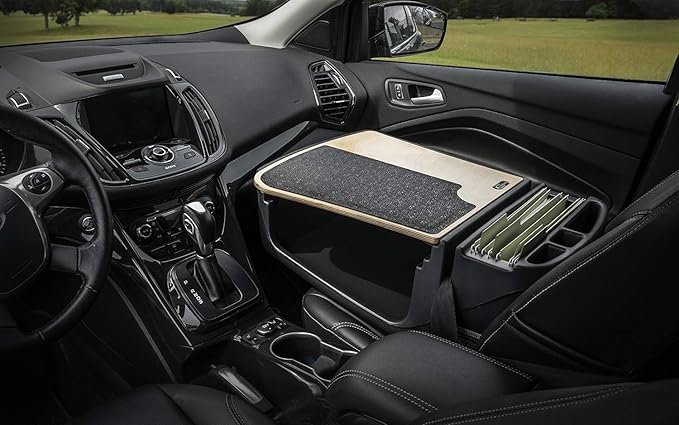 AutoExec AE-GMEF-11M Efficiency GripMaster Car Desk for Your Vehicle Workstation and Mobile Office Natural Birch
