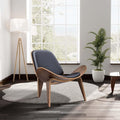 Mid Century Modern Shell Lounge Chair PU Leather Tripod Plywood Classic Design Solid Wood Accent Chairs for Living Room Reading Lounge Office Salon