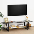 Bamboo TV Stand for TVs up to 65 Accent Entertainment Center with Storage Media Console Table with Shelf Modern TV Stand for Living Room Bedroom 54.3(L) Black