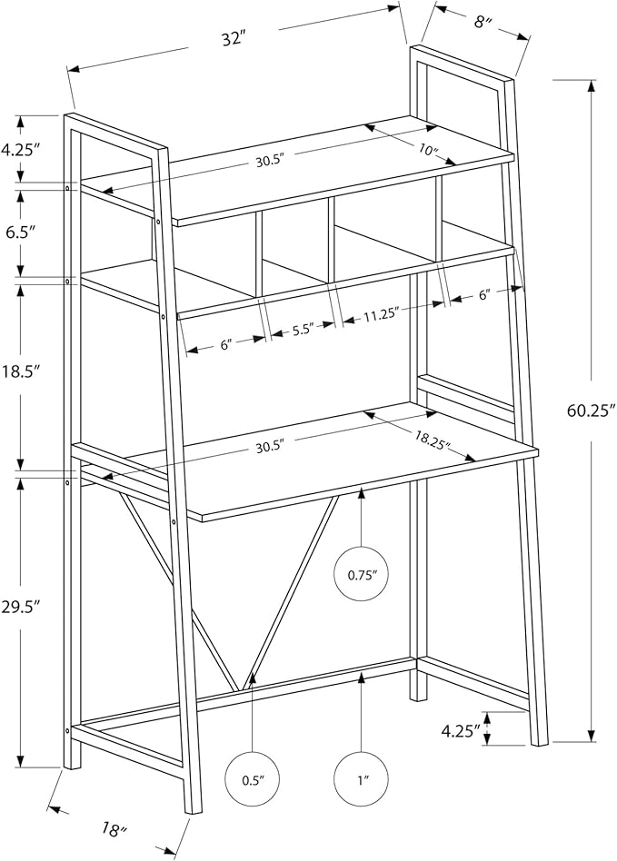 Minimalist White Laminate Computer Desk with Storage Shelves for Home Office