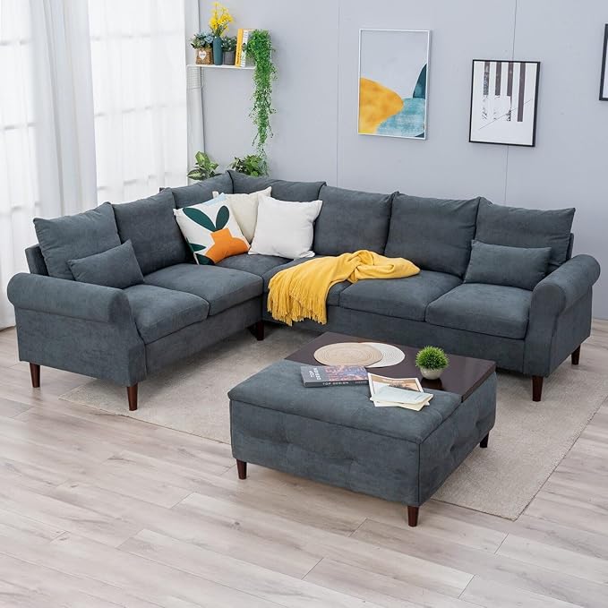 Panana 6 Seater Corner Sofa Modern Classic Design L shaped Couch Settee for Living Room