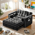 Pipishell 3 in 1 Convertible Sleeper Sofa BedPull Out Couch for Living Room with USB Ports &amp Side PocketsAdjustable BackrestVelvetLoveseat Sofa BedFuton CouchesBlack