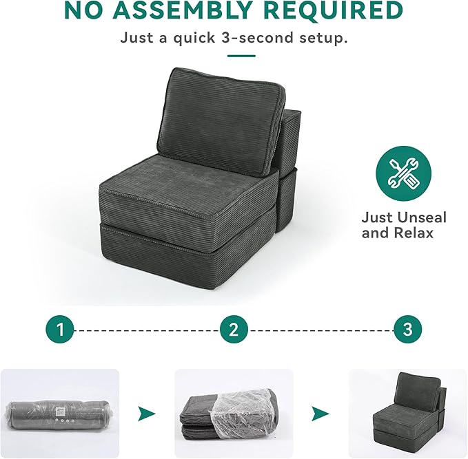 YITAHOME 103 Modular Sectional Sofa Couches Convertible Cloud Sofa Bed Comfy Easy-Clean Soft Corduroy Sectional Sofa with Deep Seat for Living Room Bedroom Grey