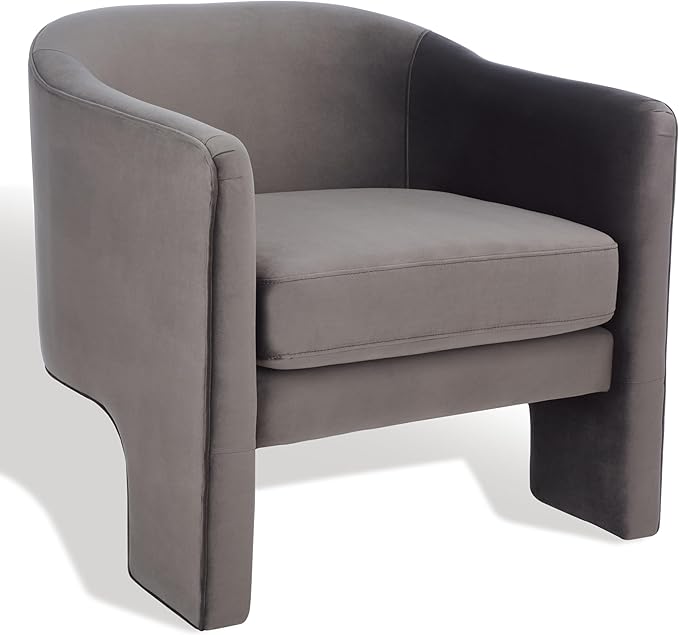 SAFAVIEH Couture Collection Londyn Mid-Century Modern Dark Brown Velvet Upholstered Accent Chair (Fully Assembled)