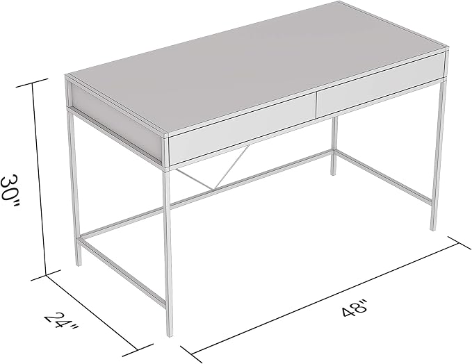 Safdie &amp Co. Computer Desk 49inch for Home Office and Small Spaces with 2 Drawers Brown Reclaimed Wood with Black Metal. Ideal for Writing Gaming Study Work from Home.