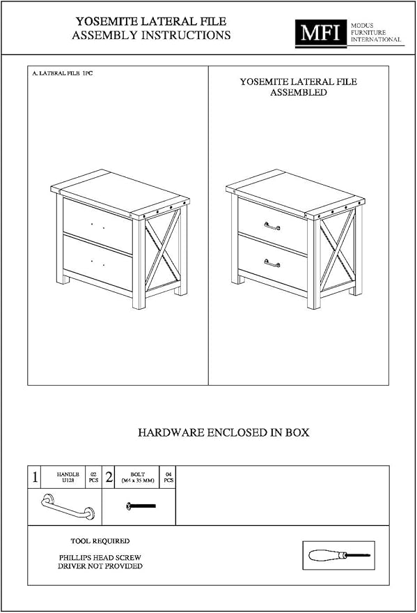 Modus Furniture Yosemite Solid Wood Lateral File Cabinet Café