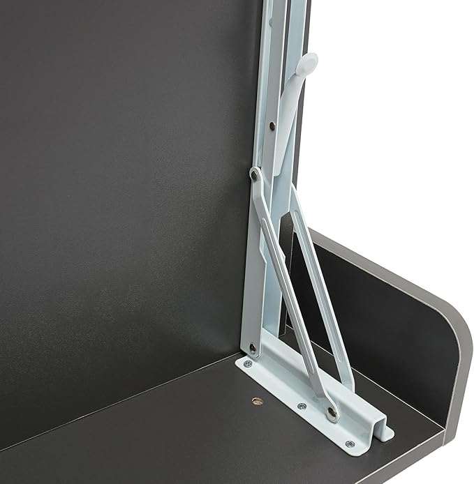 Wall Mounted Folding Desk Solid Wood Floating Laptop Desk with Wall Mounted Bookshelf for Living Room Coffee Shop Apartments 88lbs Table Load-Bearing (Grey)