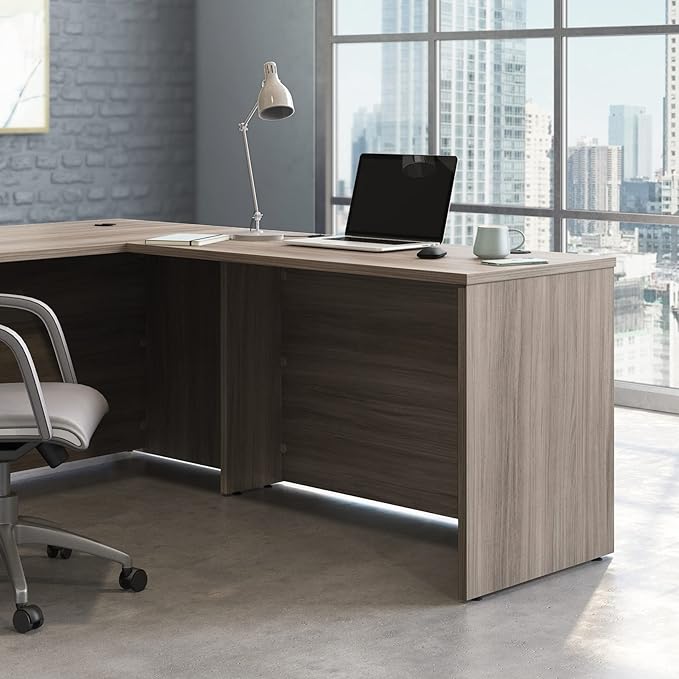 OfficeWorks by Sauder Affirm 48x24 Desk Shell/cred/Return Hudson Elm Finish