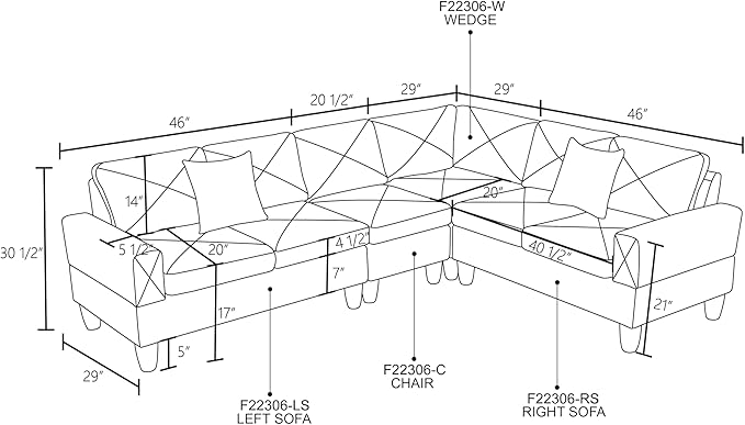 L Shaped Sectional Modern Sofa - Convertible Leather Sleeper Bed Couch Set with Reversible Chaise Lounge Modular Cloud Couch for Living Room Apartment