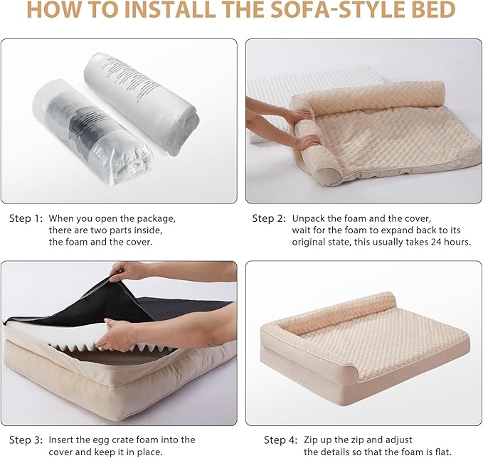 BFPETHOME Orthopedic Dog Beds for Large Dogs-Waterproof Sofa Dog Bed with Removable Washable Cover Large Pet Bed with Waterproof Lining and Nonskid BottomPet Bed for Dogs