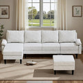 4-Seat U-Shaped Modular Sofa with Double Storage Ottoman - Space-Saving Convertible Lounge Couch for Home &amp Office White