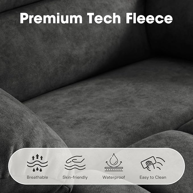 COOSLEEP Oversized Manual Swivel Rocker Recliner Chair Extra Wide Glider Rocker Recliner for Big and Tall Overstuffed Lazy Recliner Chair with High Back Single Sofa Chair for Living Room(Dark Gray)