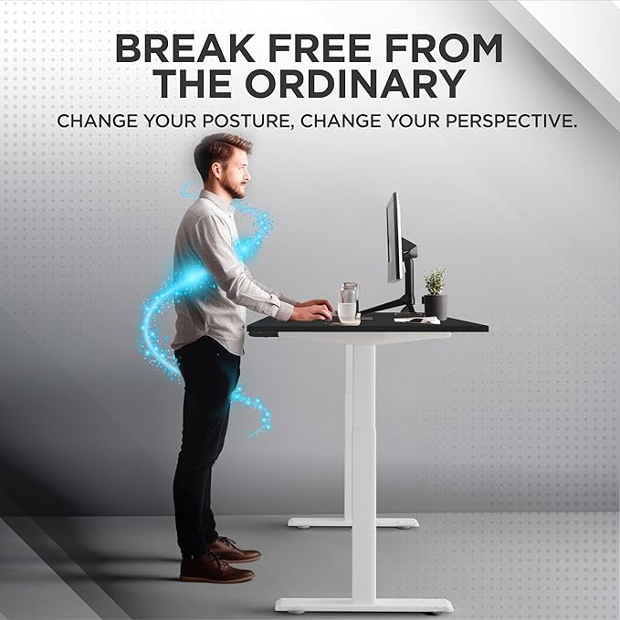 Rise Up Electric Standing Desk Dual Motor Wood Standing Table 48x30 Computer Sit Stand Rising Desk Home Office Ergonomics for Workstation or Gaming Height Adjustable