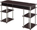 Convenience Concepts Designs2Go No Tools Desk Home Office Desk with Shelves Corner Shelf Vanity Desk Computer Desk Nail Table for Nail Tech - 47.25 L x 15.75 W x 30 H Espresso