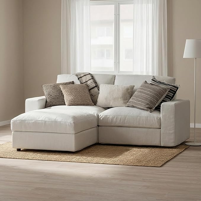 Cloud Couch Sectional 81.1'' Oversized White Modular Cloud Sofa with Storage Ottoman L Shaped Deep Seating with Washable Covers Cloud Couches for Living Room Loveseat with Ottoman