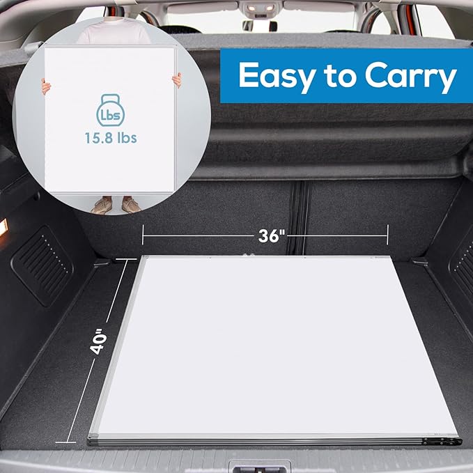 Magnetic White Board Dry Erase Board for Wall72 x 40 Wall-Mounted Aluminum Frame Marker Board Foldable Portable Whiteboard with a Long Pen Tray for School Classroom Office &amp Home