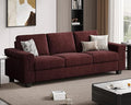 3 Seater Sofa Couch with Deep Seat 90 Modern Upholstered Sofa with Armrests Easy Installation Comfy Couches for Living Room Apartment Burgundy