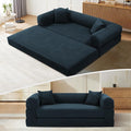 KBQ 3-Seat Convertible Sleeper Sofa Bed with 2 Pillows Corduroy Folding Mattress Couch Floor Sofa Lounge Couch for Living Room Bedroom Lounge Studio Navy Blue